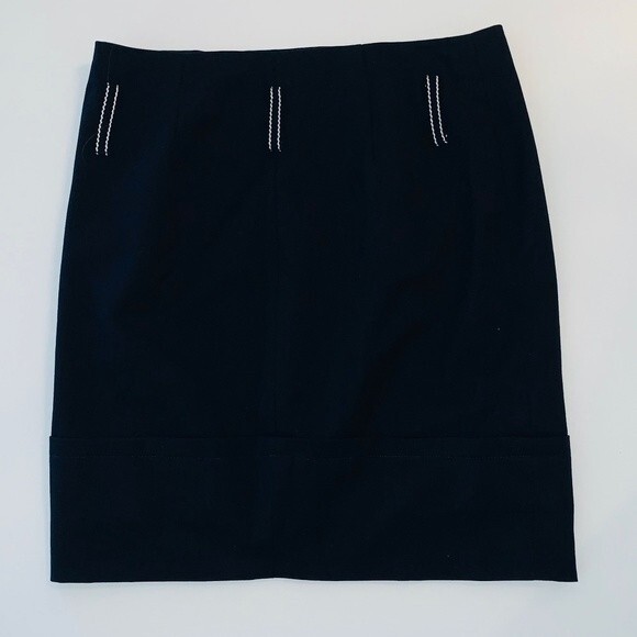 Carlisle Black and White Pencil Wool Mini Skirt 6 - Picture 2 of 6